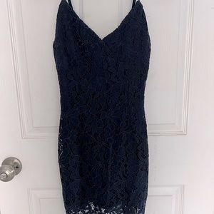Navy Blue Lace Mini Dress